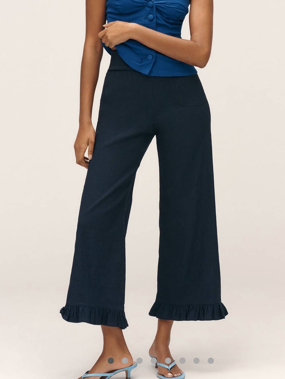 Anthropologie COLETTE Cropped Wide-Leg Ruffle-Hem Pants Maeve Magic Fabric NEW